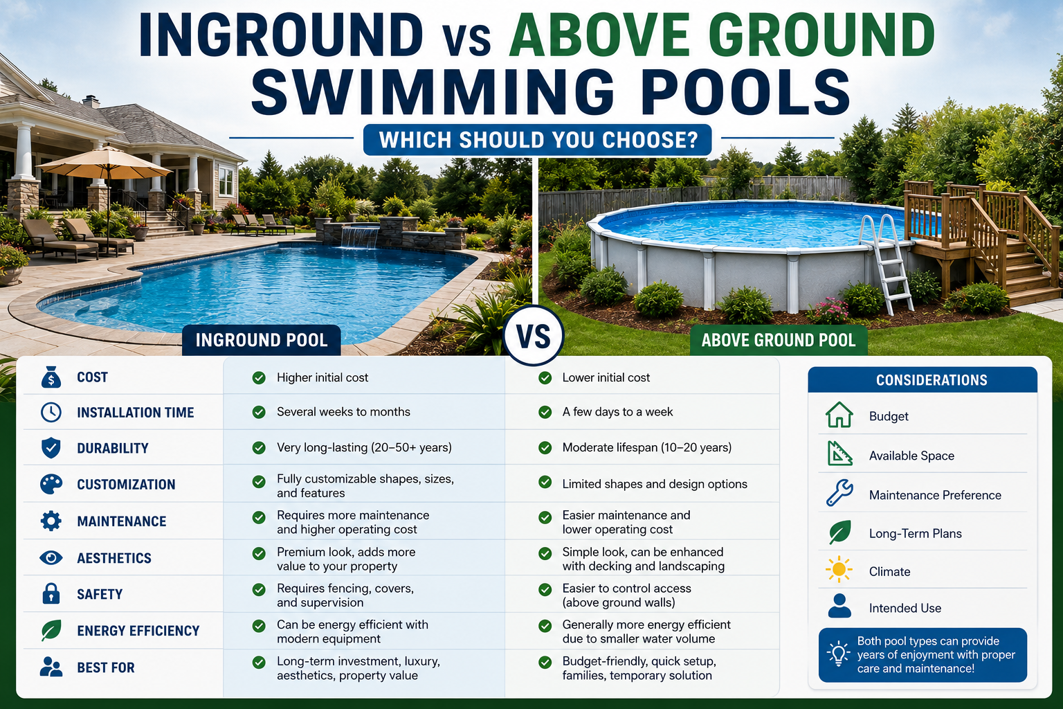Inground vs Above Ground Swimming Pools