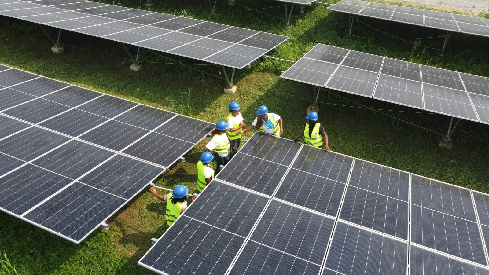 Solar panels at a renewable energy installation in Nigeria