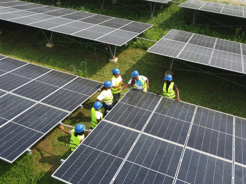 Solar panels at a renewable energy installation in Nigeria